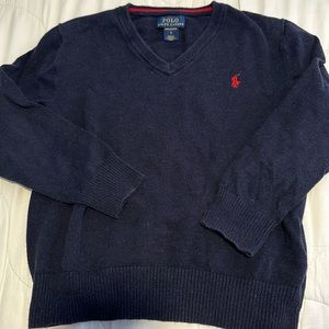 Ralph Lauren boys cotton v neck sweater size 7. Navy
